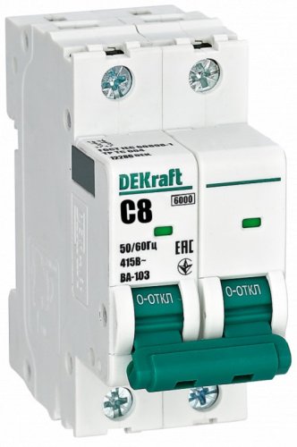 Выключатель автоматический DEKraft ВА-103 2п 8А C 6кА картинка